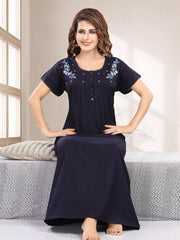 Navy Blue Supima Cotton Plain Nisha