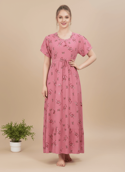 Baby Pink Supima Cotton Umbrella Nightgown Monisha