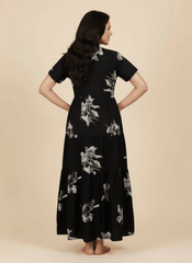 Black Supima Cotton Umbrella Nightgown Ziva