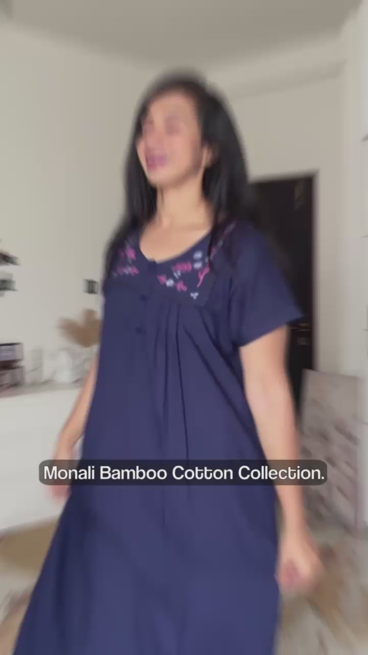 Navy blue Bamboo Cotton Monali